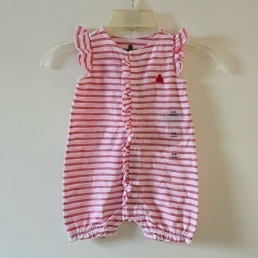 Baby Gap Girls Striped pink white  Romper size 3-6 months